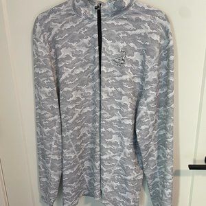 Gray Camo Quater-Zip with Pinehurst logo by Cutter & Buck, Size Medium